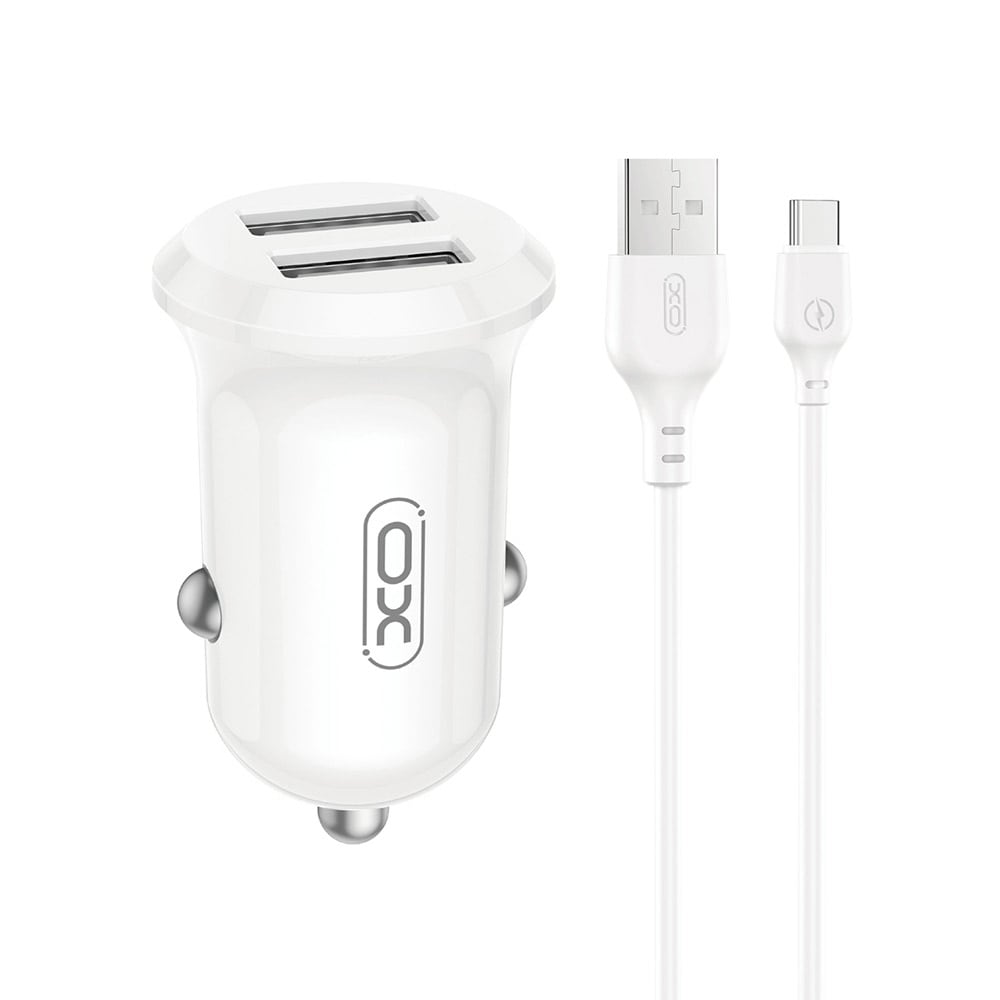 XO Billader med 2xUSB 12 W - inkl. USB til USB-C-kabel