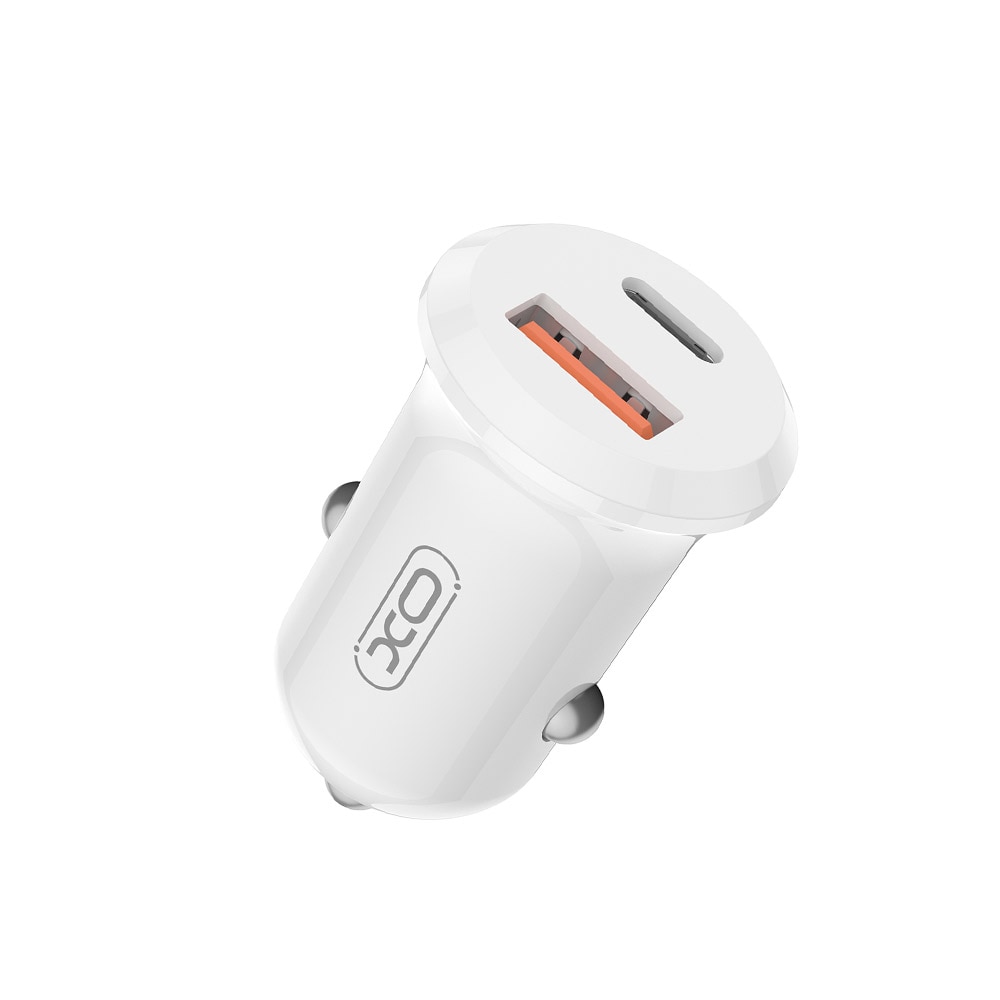 XO Billadere med USB-A + USB-C - 30 W PD- og QC-hurtiglading