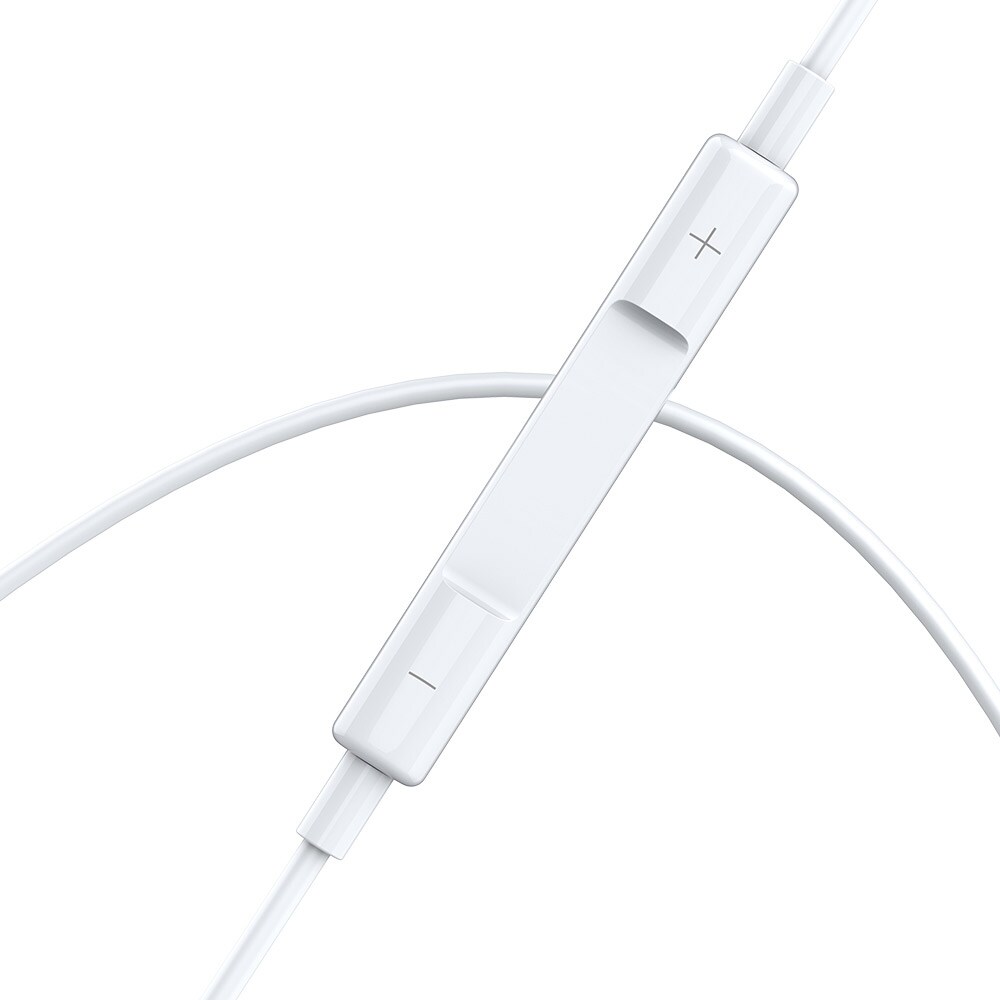 BWOO In-Ear-hodesett med Lightning-kontakt og volumkontroll - hvit