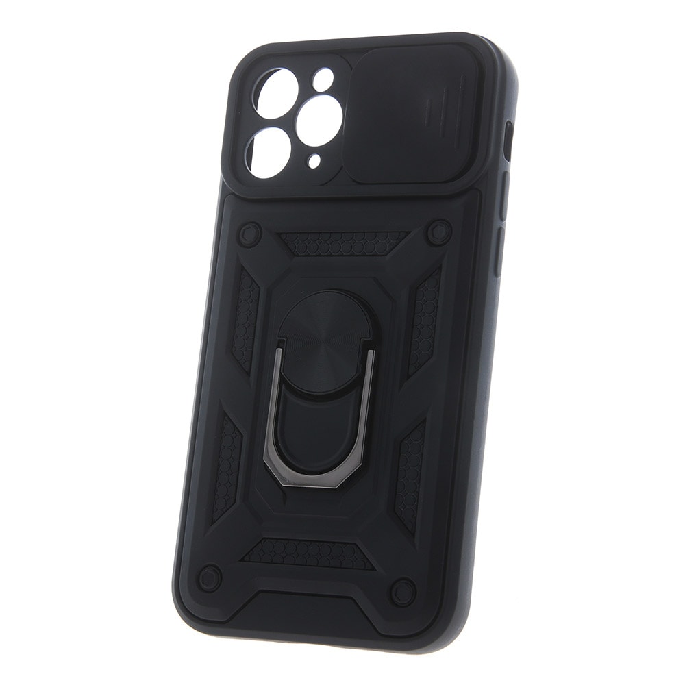 Bakdeksel med kamerabeskyttelse og mobilring for iPhone 17 Pro Max - Svart