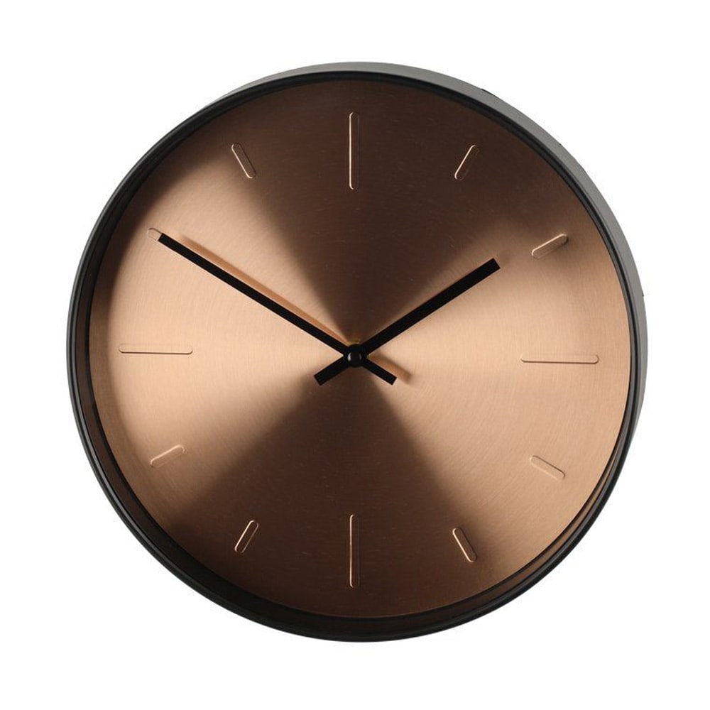 Analog veggklokke 30 cm – kobber/svart