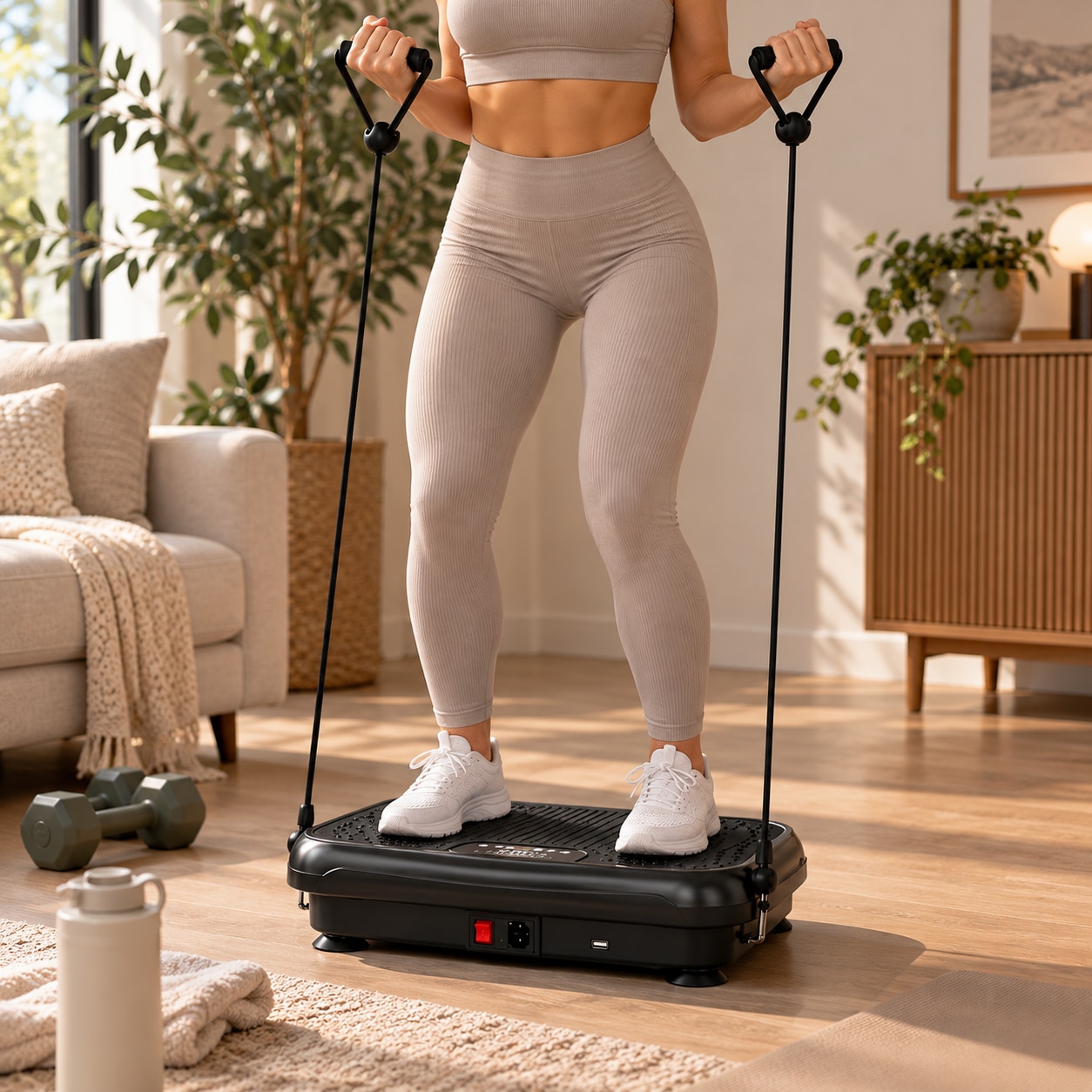 Vibrasjonsplate med LCD-skjerm, 44 cm – Svart / Vibrasjonsplattform / Treningsplate / Vibro Shaper