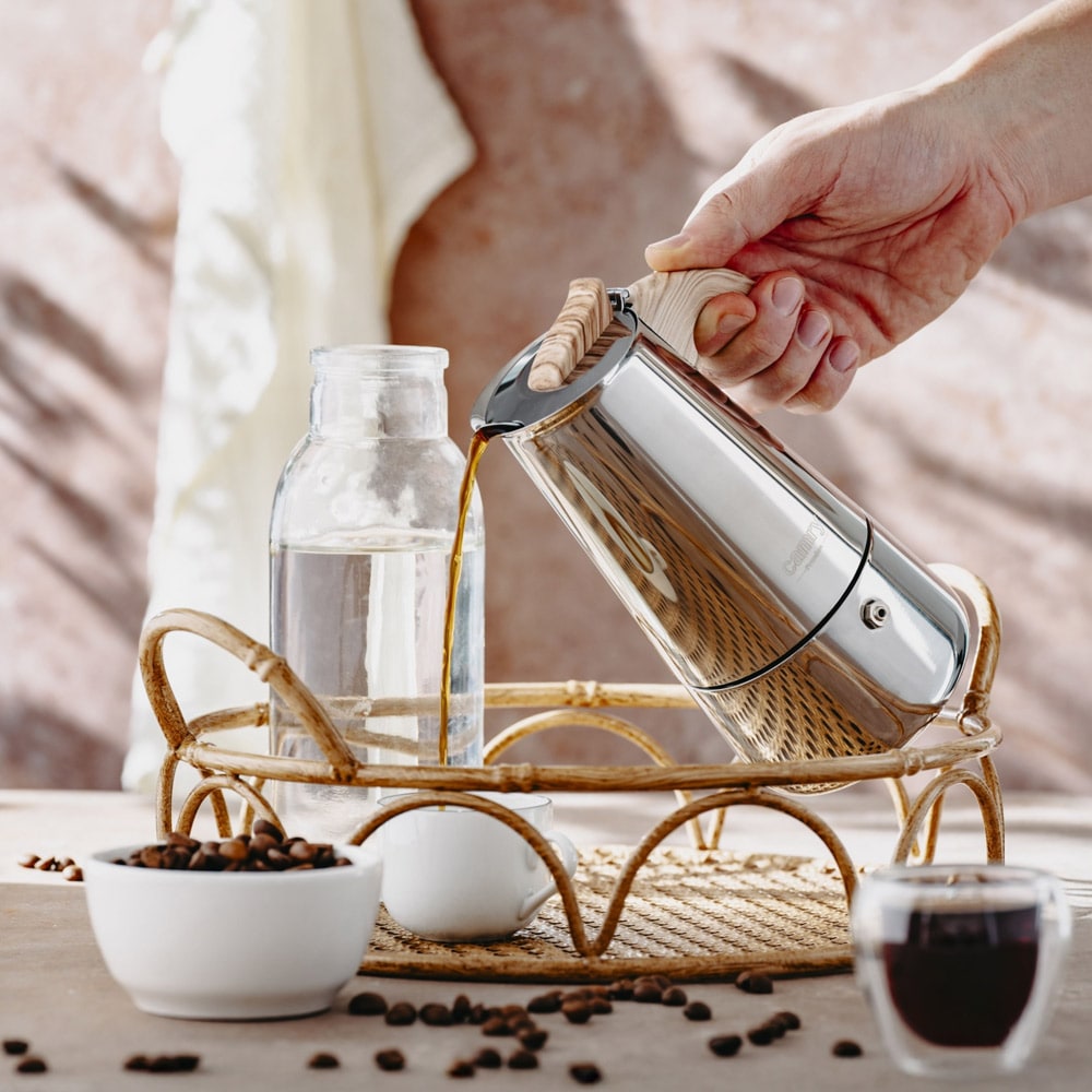 Espressokanne for induksjon – 450 ml med  trehåndtak
