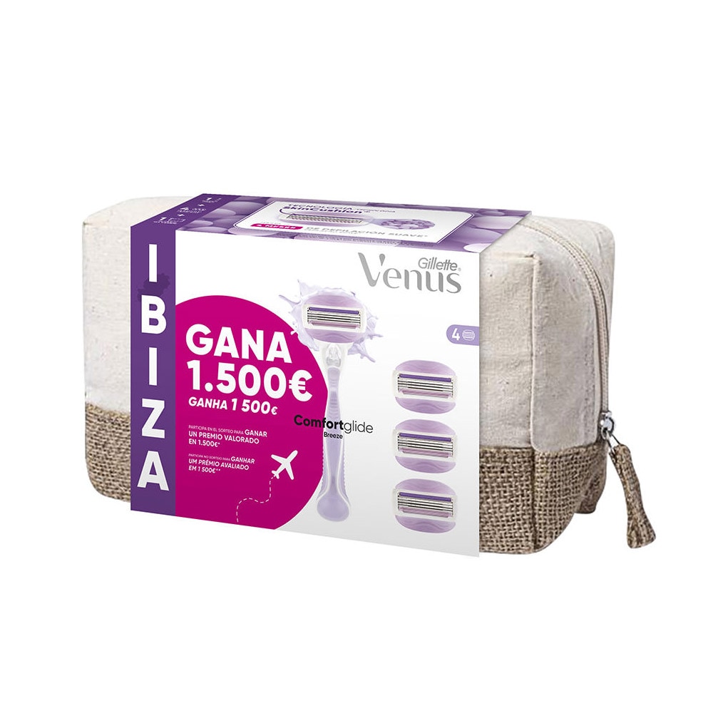Gillette Venus Ibiza barbersett med 4 barberblader
