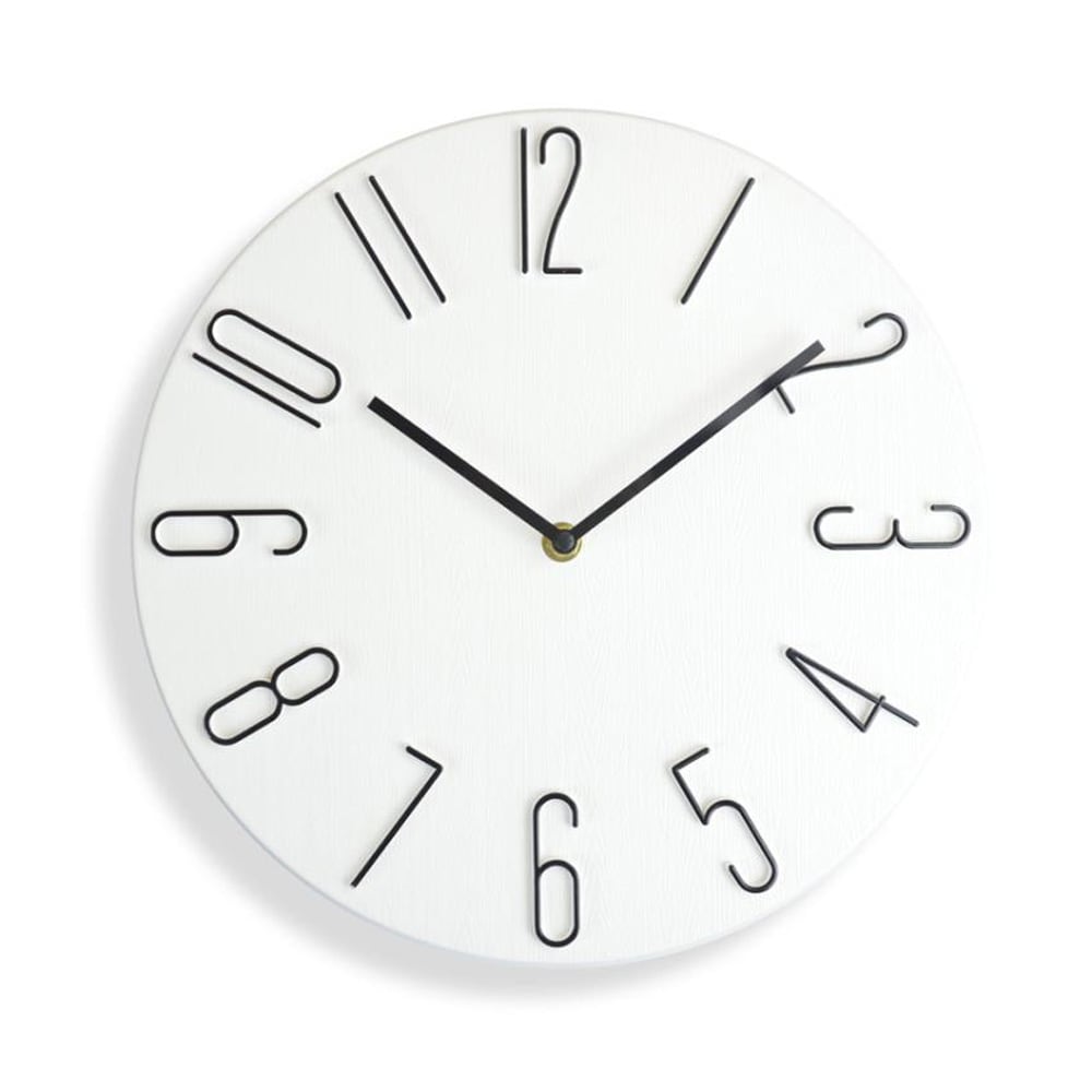 Minimalistisk analog veggklokke 30 cm - hvit