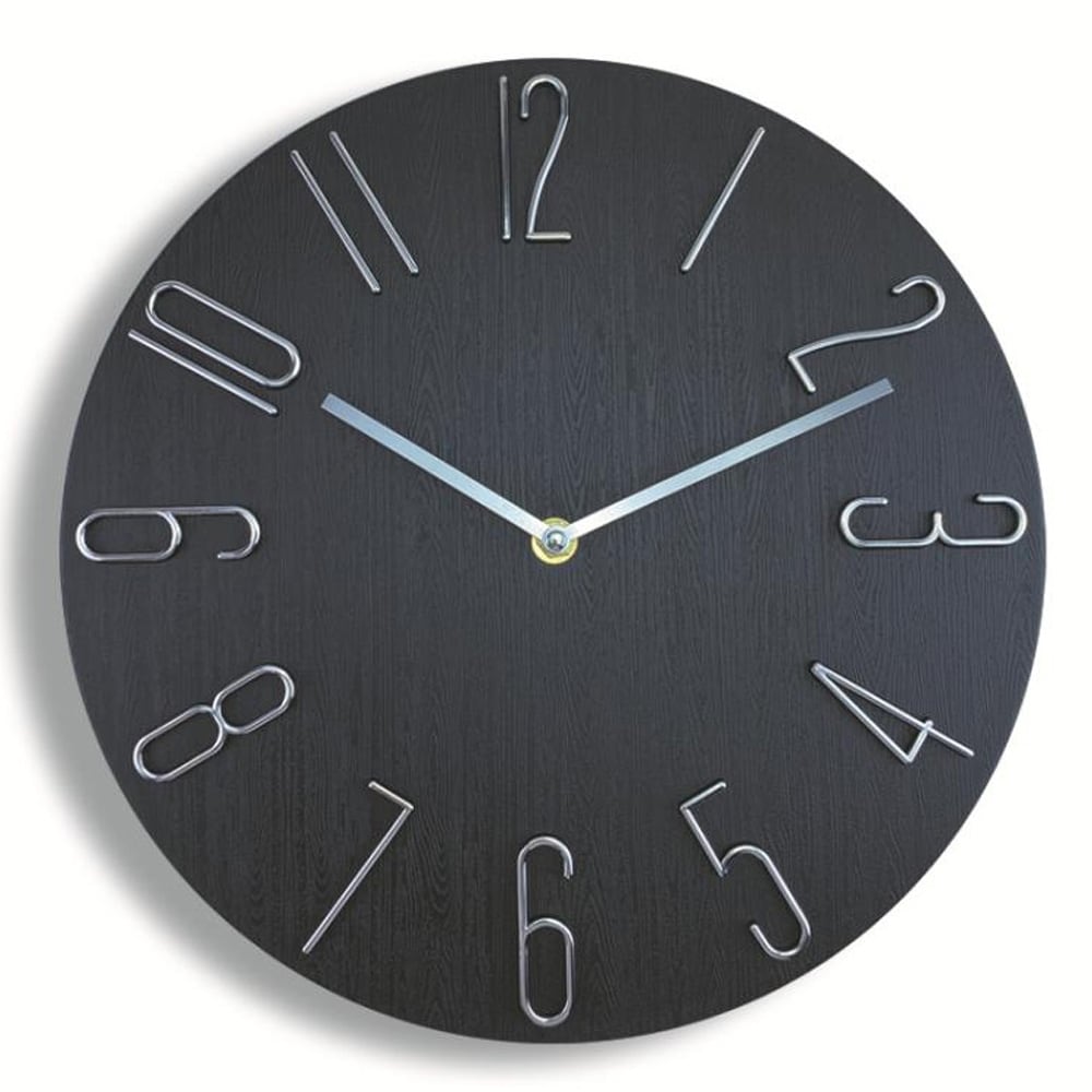 Minimalistisk analog veggklokke 30 cm - Svart