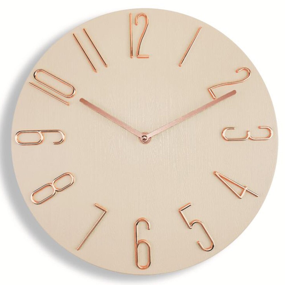 Minimalistisk analog veggklokke 30 cm - Beige