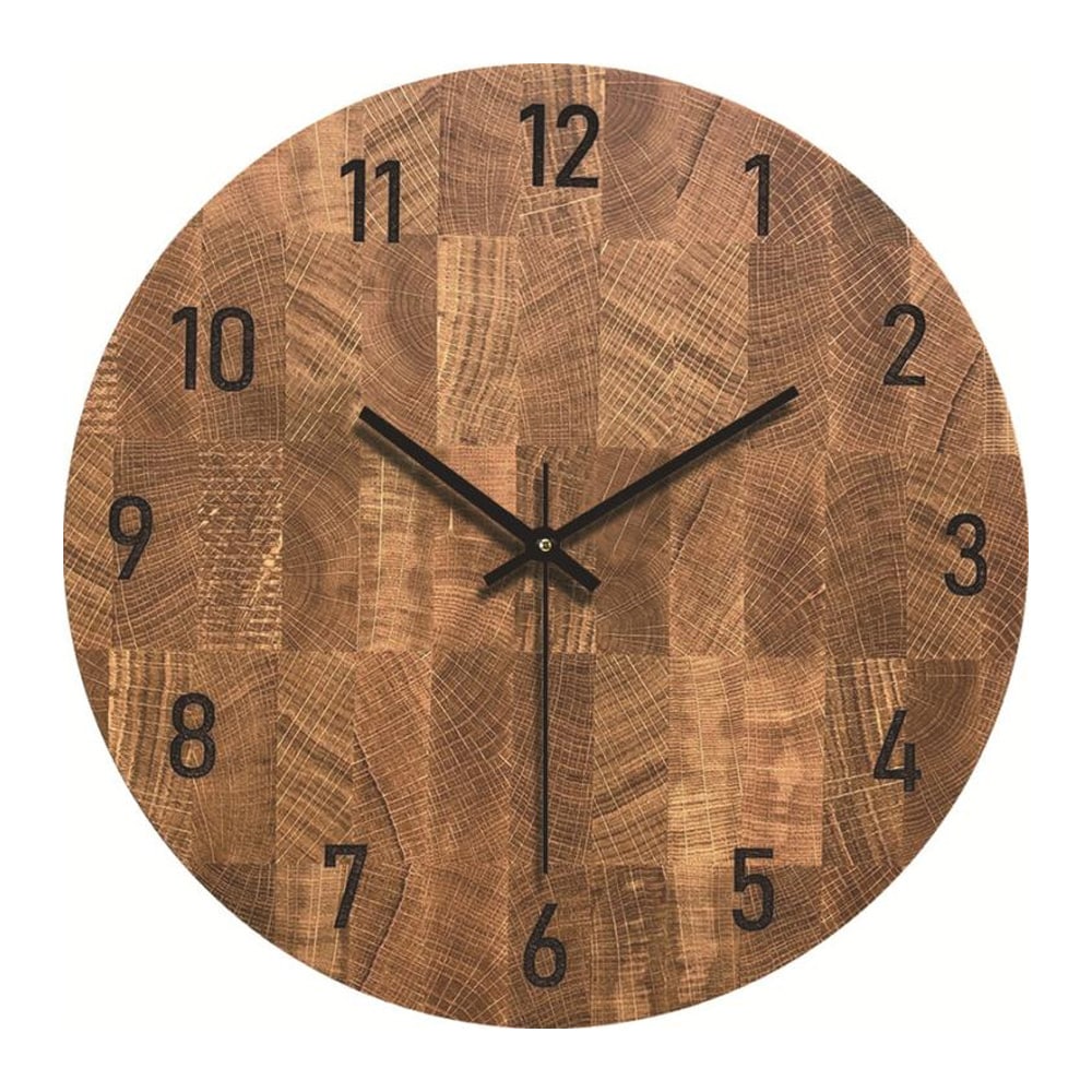 Analog veggklokke med svarte tall 30 cm - Tre