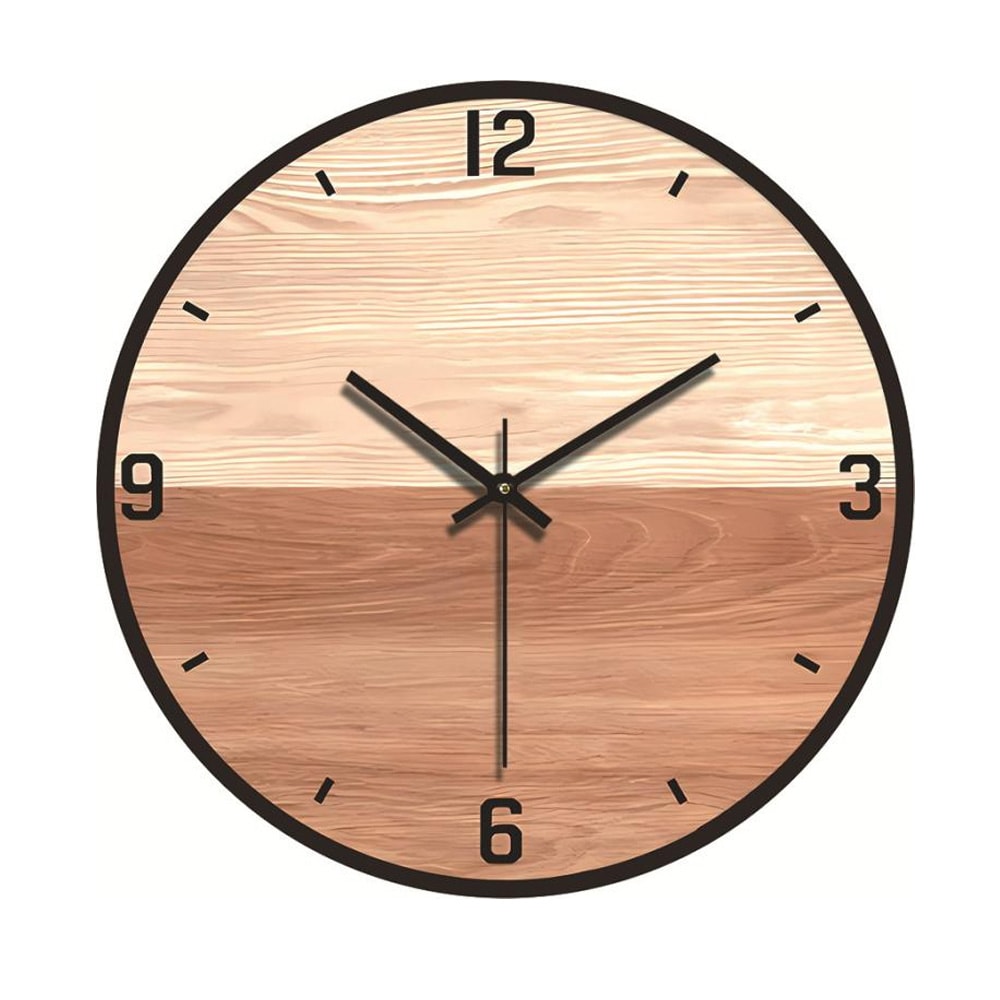 Veggklokke 30cm - Tre med svart ramme
