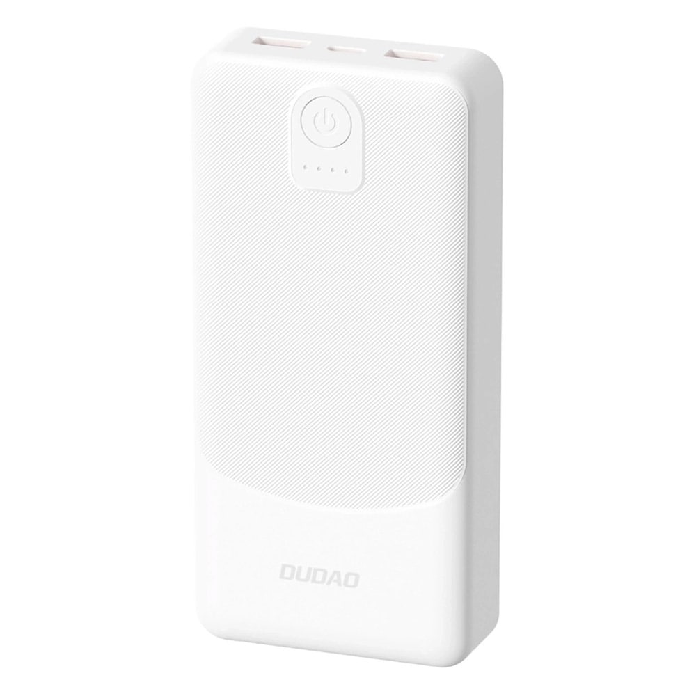 Dudao Powerbank 20 000 mAh 2,4 A med 2 × USB-A – Hvit