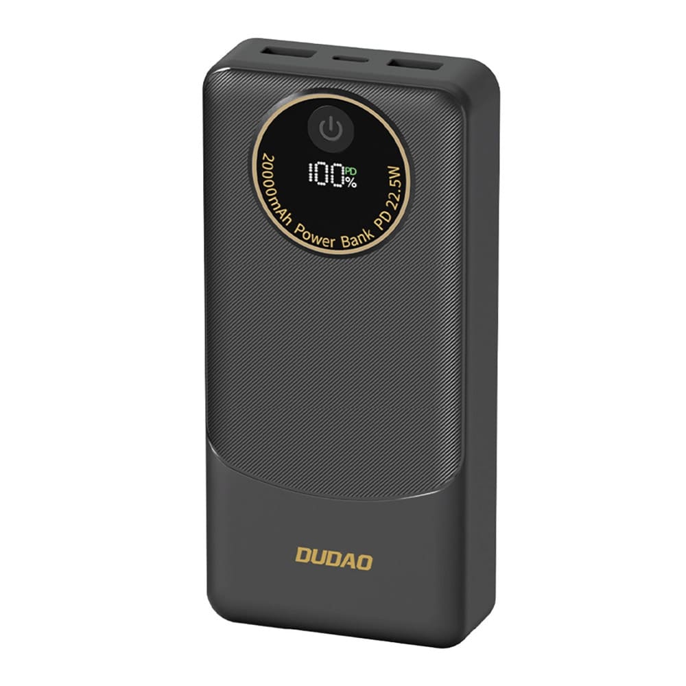 Dudao Powerbank 20 000 mAh 22,5 W PD med 2 × USB-A og USB-C – Svart