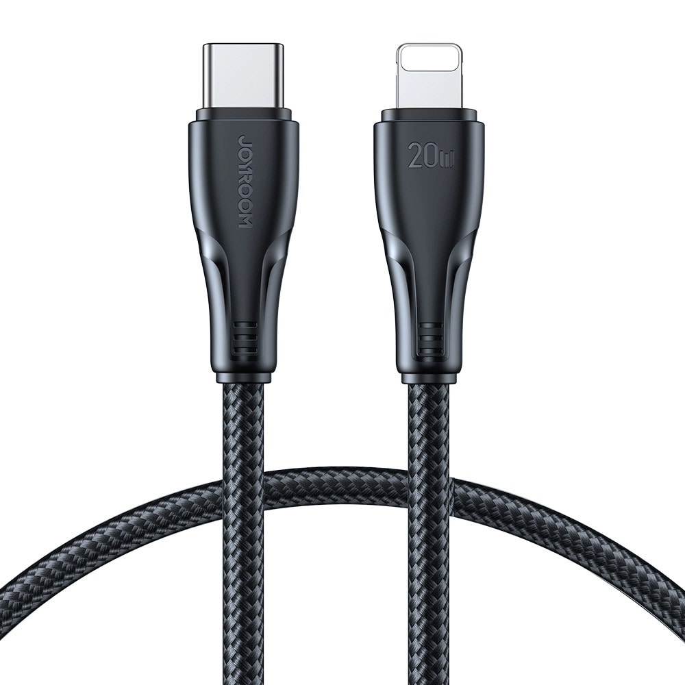Joyroom USB-C til Lightning-kabel 0,25 m – 20 W, svart