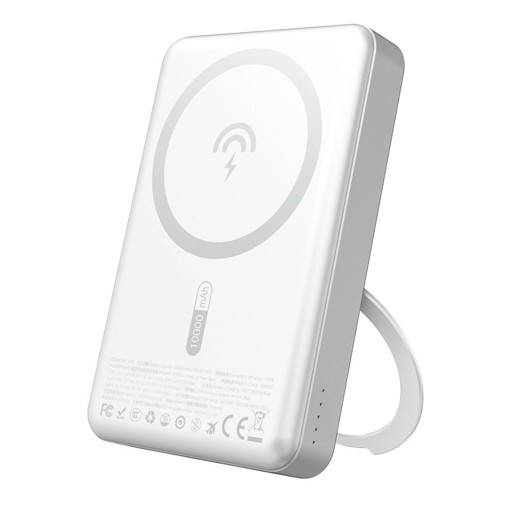 Dudao Powerbank 10000 mAh PD 22,5 W med MagSafe og stativ – Sølv