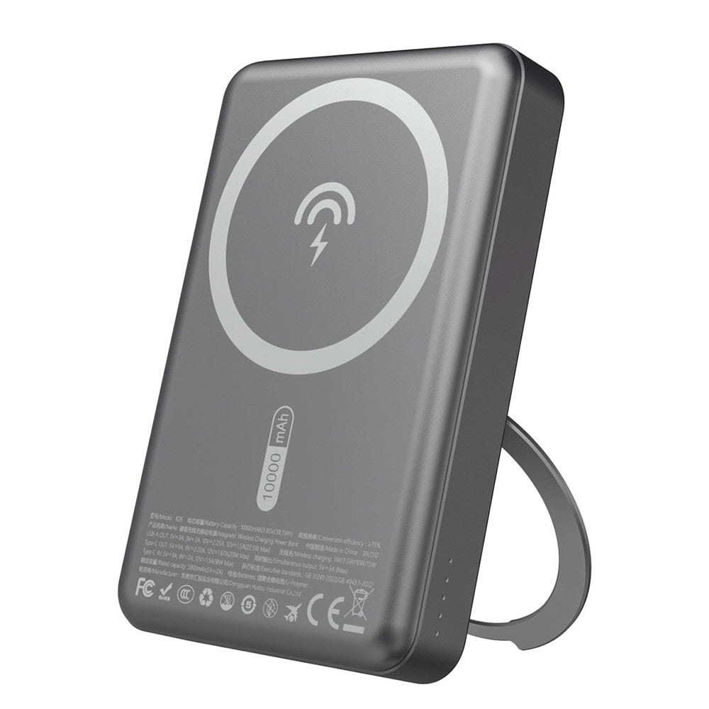 Dudao Powerbank 10000 mAh PD 22,5 W med MagSafe og stativ – Grå