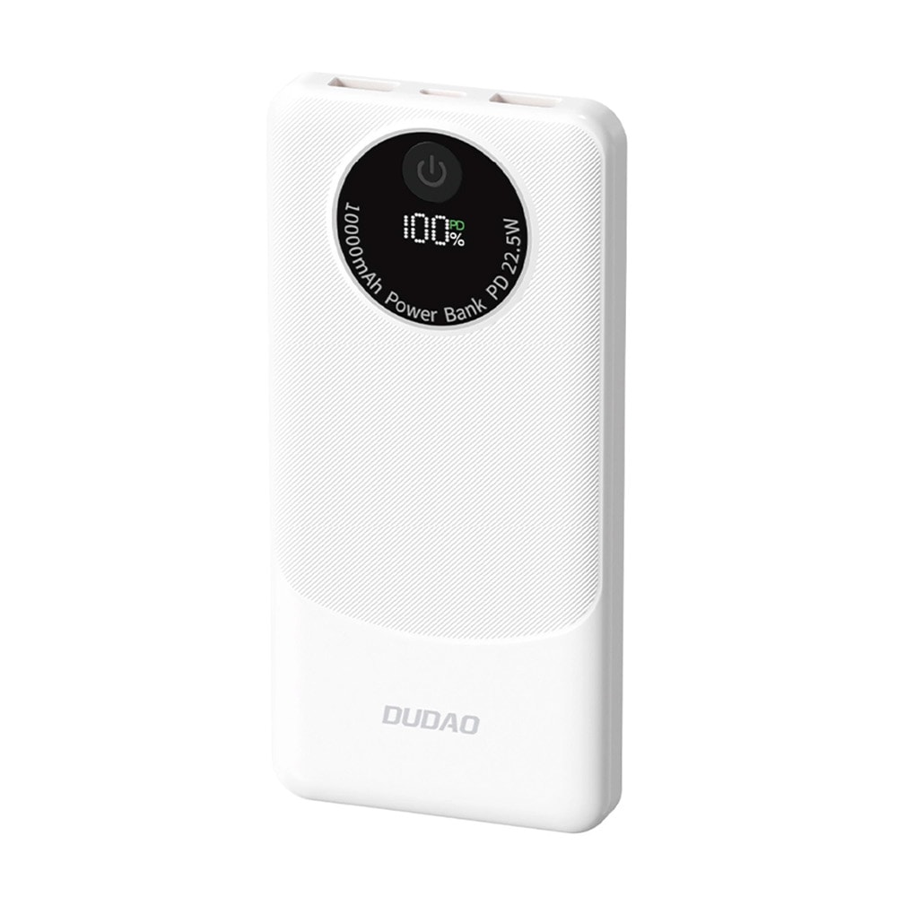 Dudao Powerbank 10000 mAh – PD 22,5 W med USB-C og 2×USB-A – Hvit