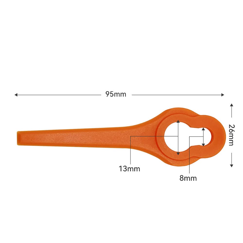 Trimmerkniver i plast, 95 mm – 50-pakning / Plastkniver til gresstrimmer / Trimmerblader, 50-pakning