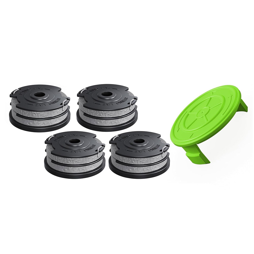 Trimmerspole og hette kompatibel med Greenworks 2900719, 4-pakning + 1 hette