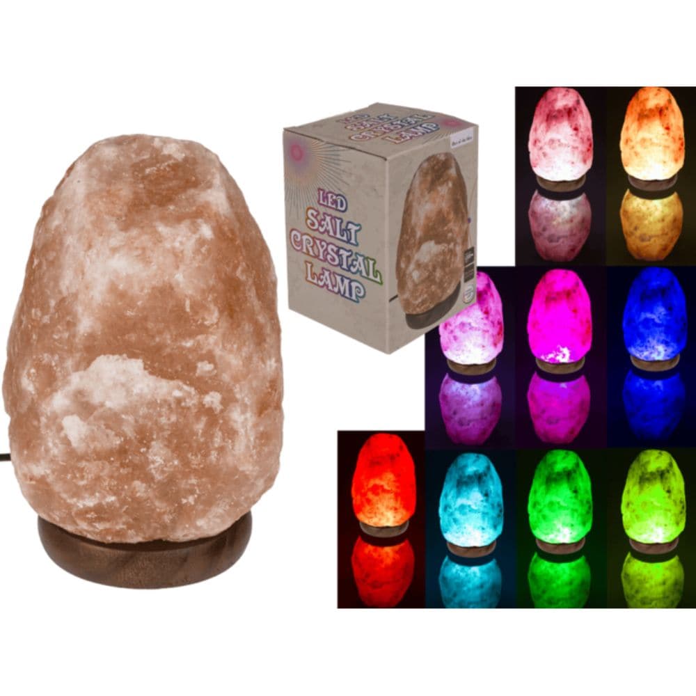LED-saltlampe med fargeskiftende lys 10 x 13 cm