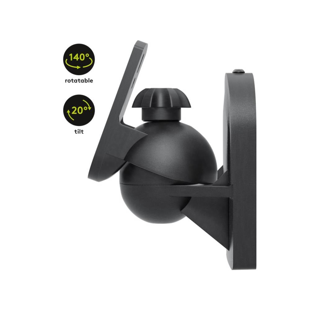 Veggmonterte høyttalerfester 4-pk – Svart