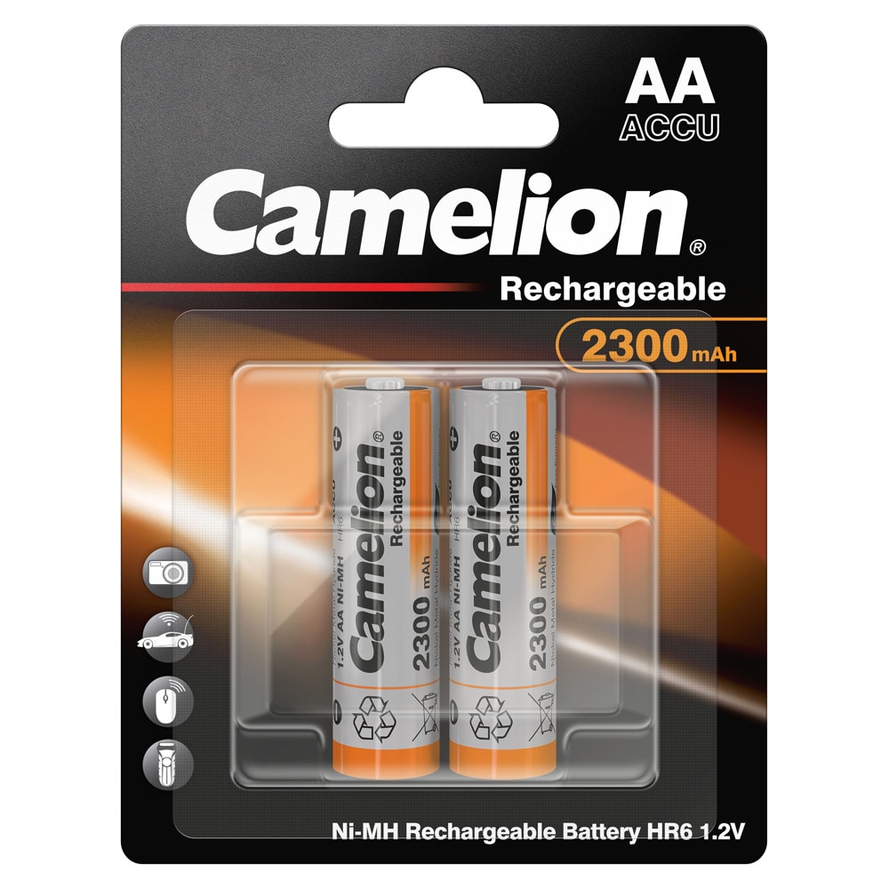 Camelion Ni-MH HR6 AA oppladbare batterier 2300mAh 1,2V 2-pk