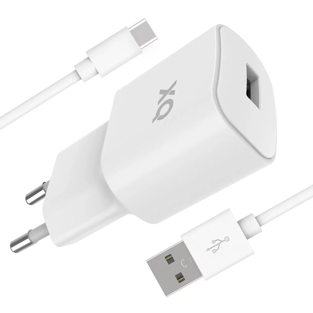 Freenet vegglader med USB 12W + USB-kabel - hvit