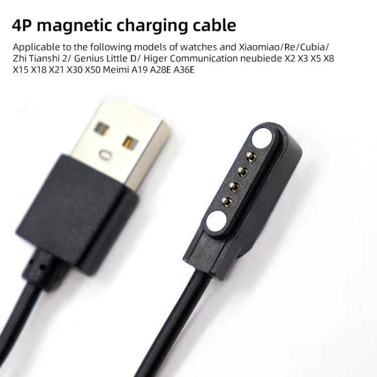 Magnetisk USB-ladekabel til smartklokker 60 cm – Svart