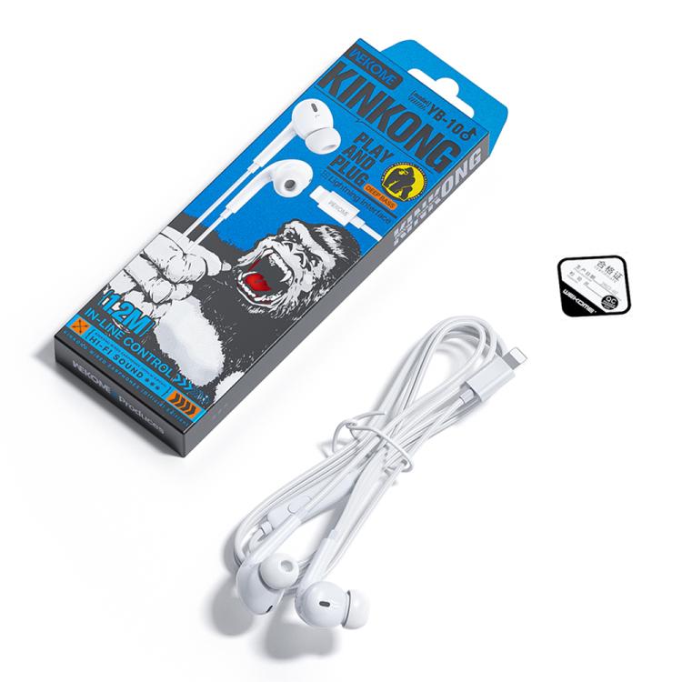 In-Ear-hodesett med belysningskontakt - hvit