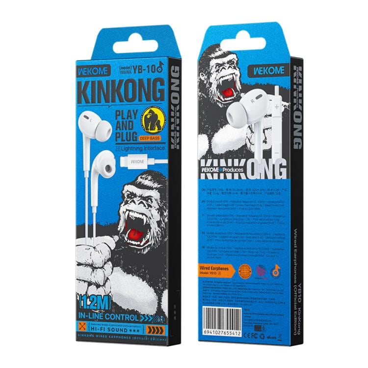 In-Ear-hodesett med belysningskontakt - hvit