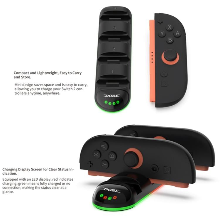 Ladestativ for Nintendo Switch 2-kontrollere - Svart