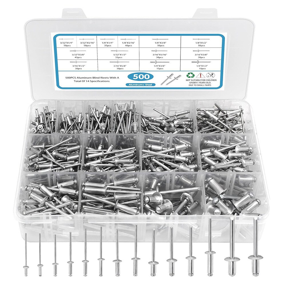 Boks med blindnagler av aluminiumstål 500 stk