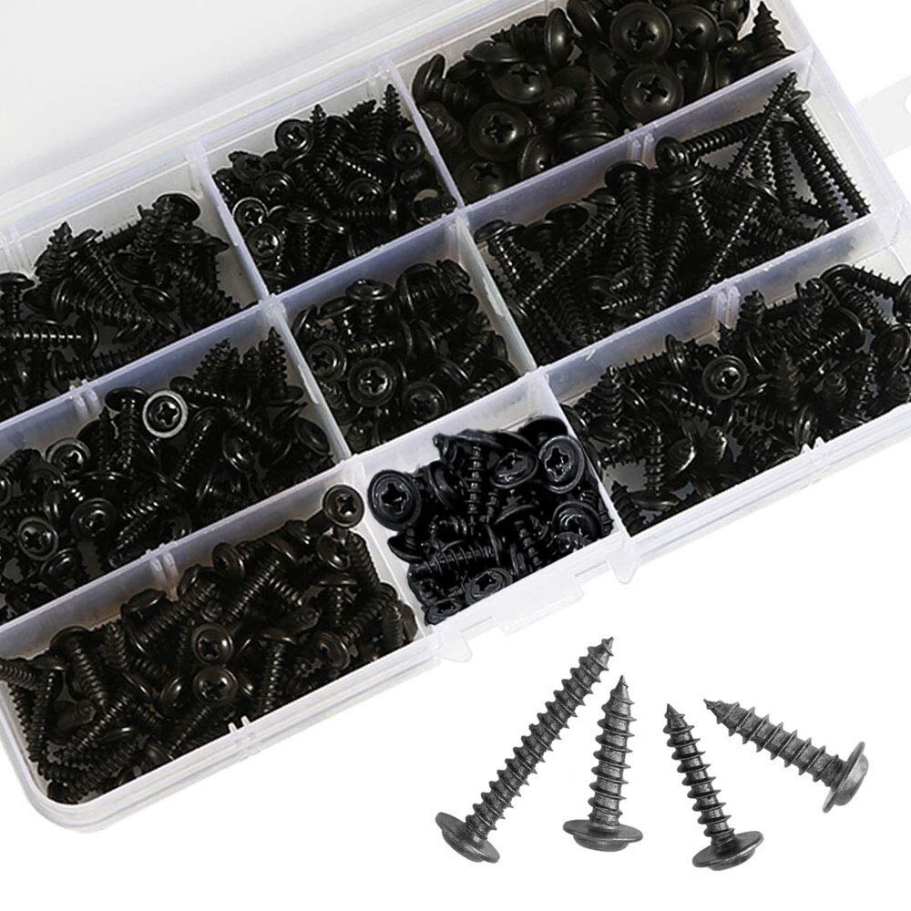 Boks med selvgjengende skruer 360 deler i karbonstål