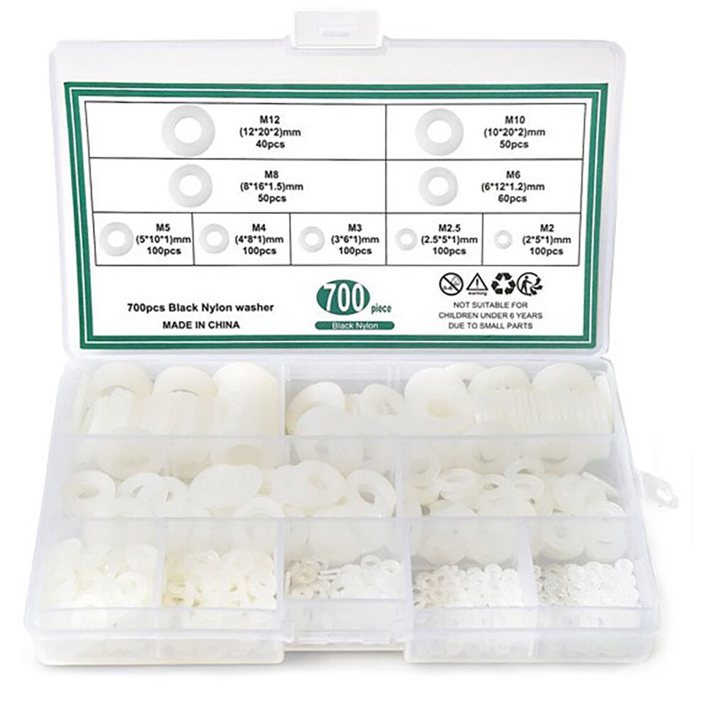 Hvite nylonskiver 700 stk