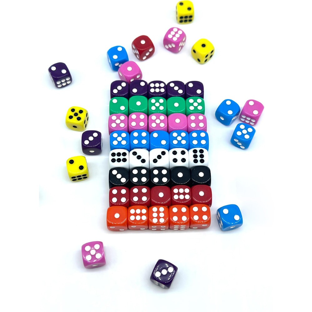 Terninger i blandede farger 100-pk
