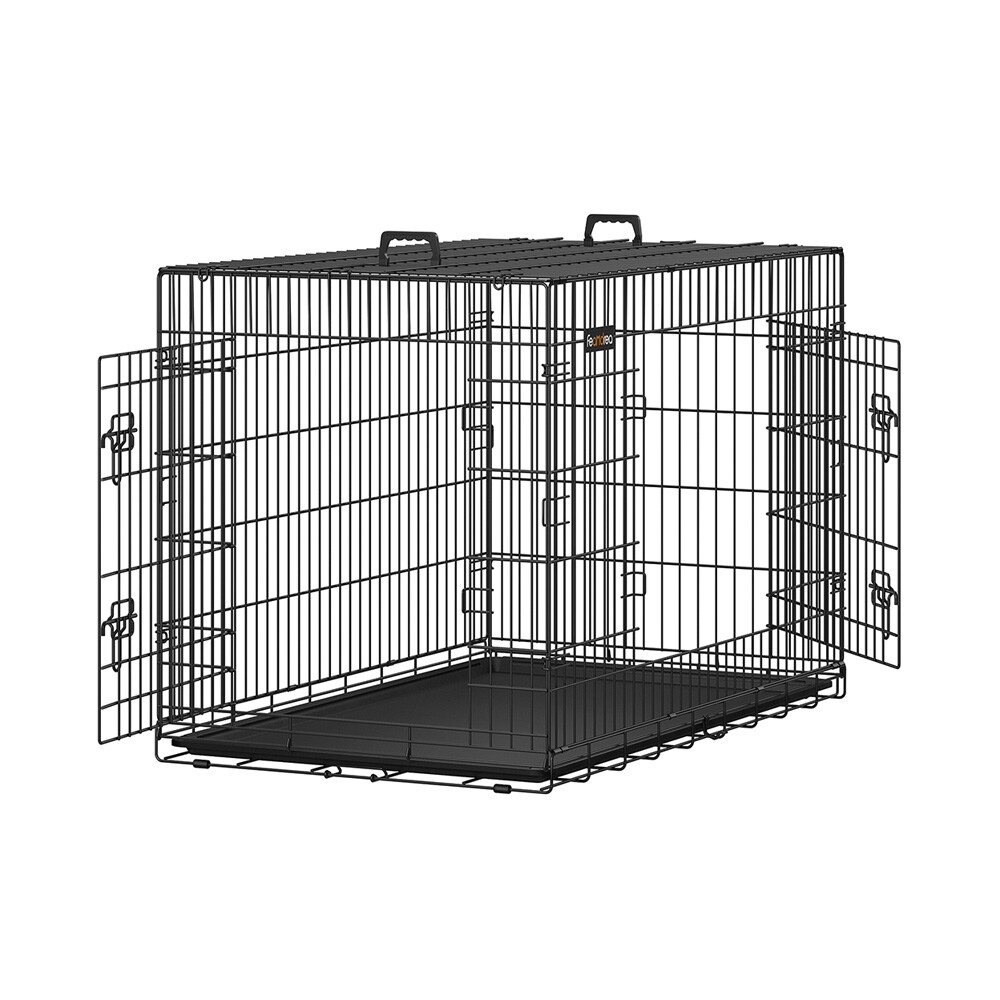 Sammenleggbart hundebur med doble dører 122 × 74,5 × 80,5 cm – Svart