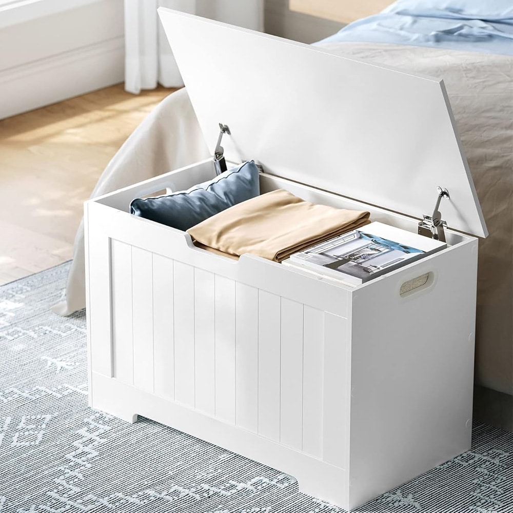 Oppbevaringsbenk med lokk 76×40×48 cm – Hvit