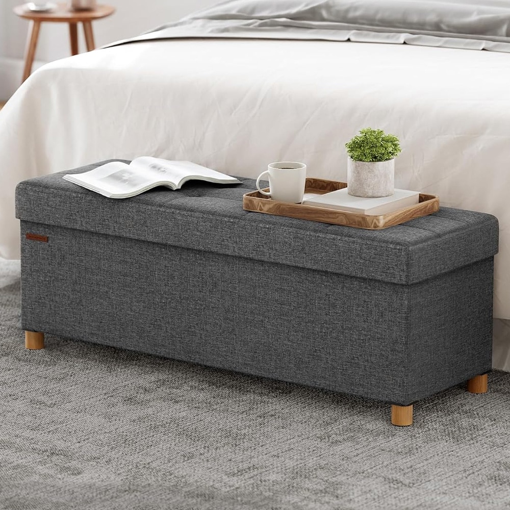 Stor fotskammel med oppbevaring 110 × 40 × 38 cm - Grå