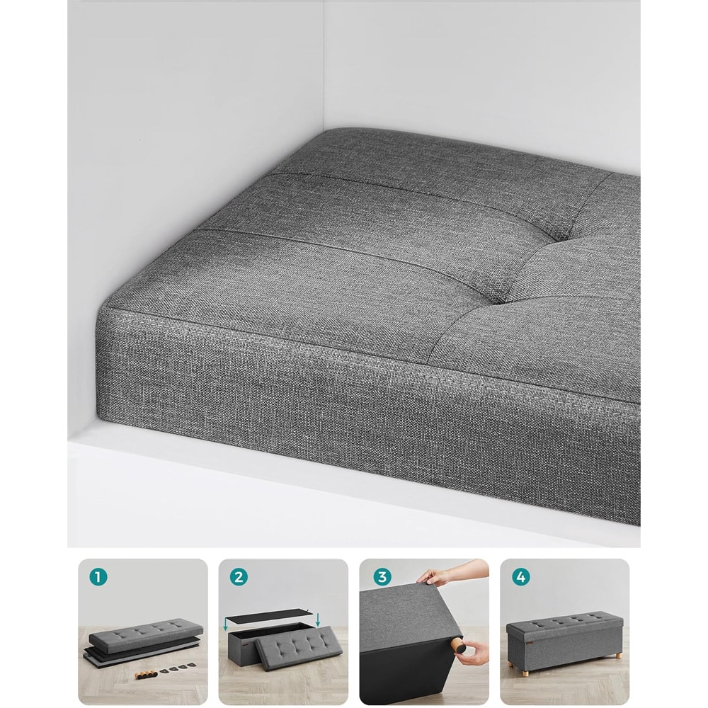 Stor fotskammel med oppbevaring 110 × 40 × 38 cm - Grå