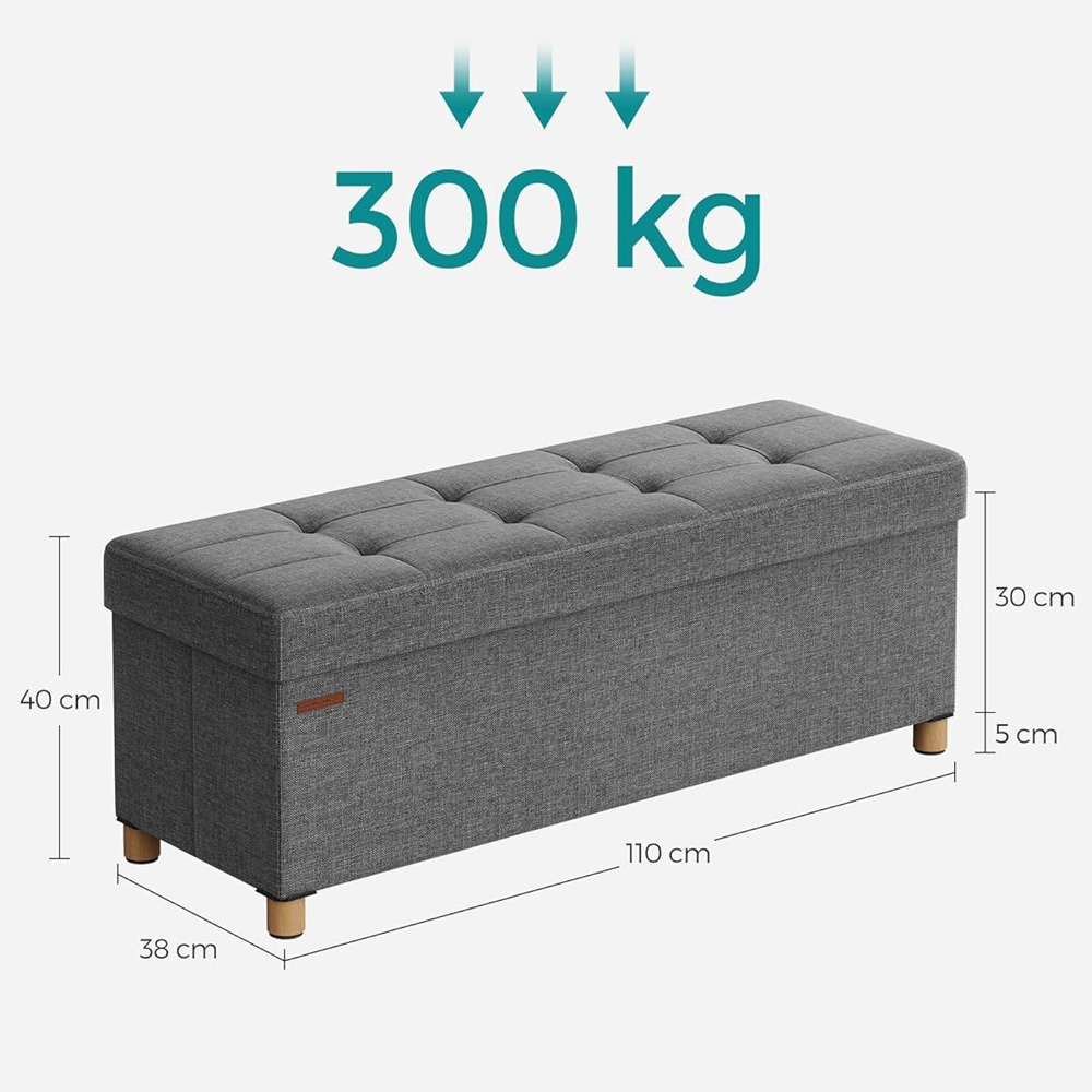 Stor fotskammel med oppbevaring 110 × 40 × 38 cm - Grå