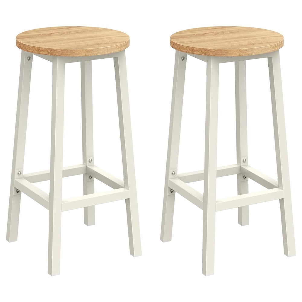Barstoler 65 cm sett á 2 – Hvit/Eik