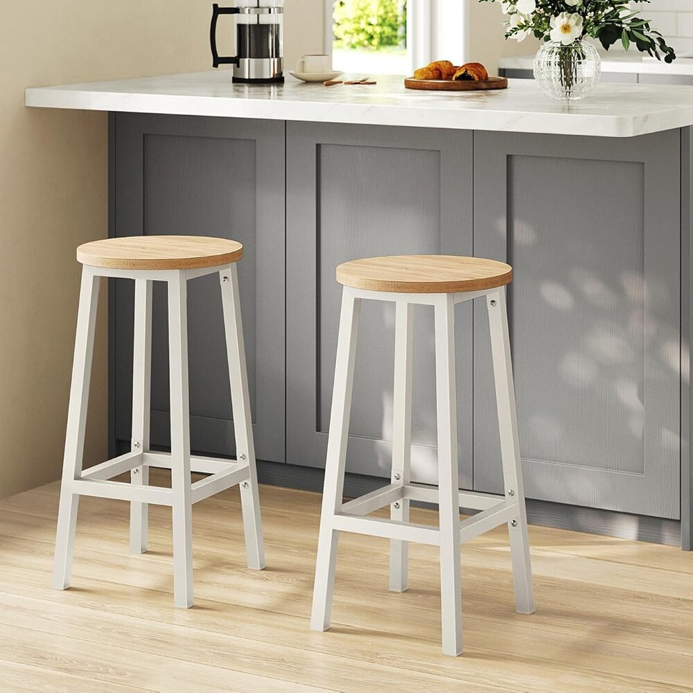 Barstoler 65 cm sett á 2 – Hvit/Eik