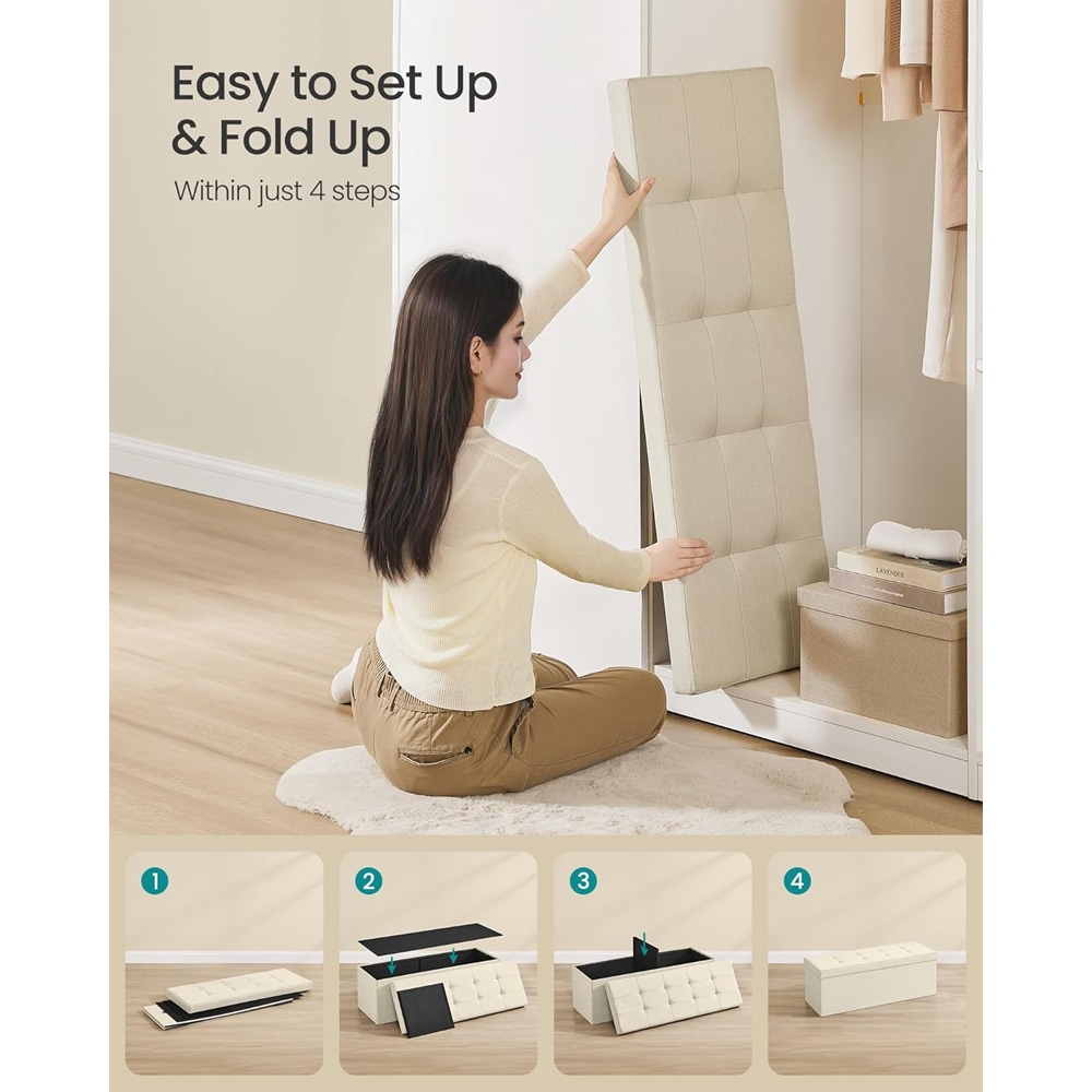 Stor fotskammel med oppbevaring 110 × 38 × 38 cm - Beige