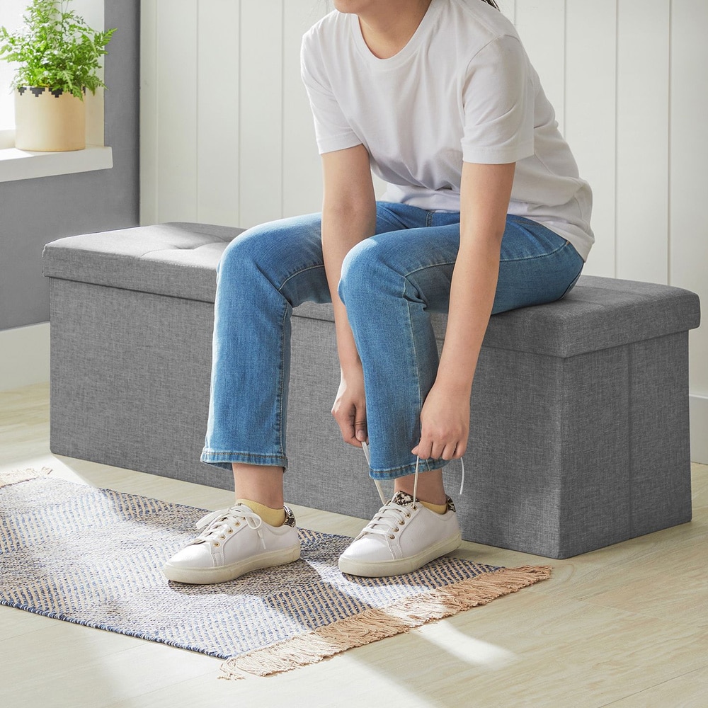 Stor fotskammel med oppbevaring 110 × 40 × 38 cm - Grå