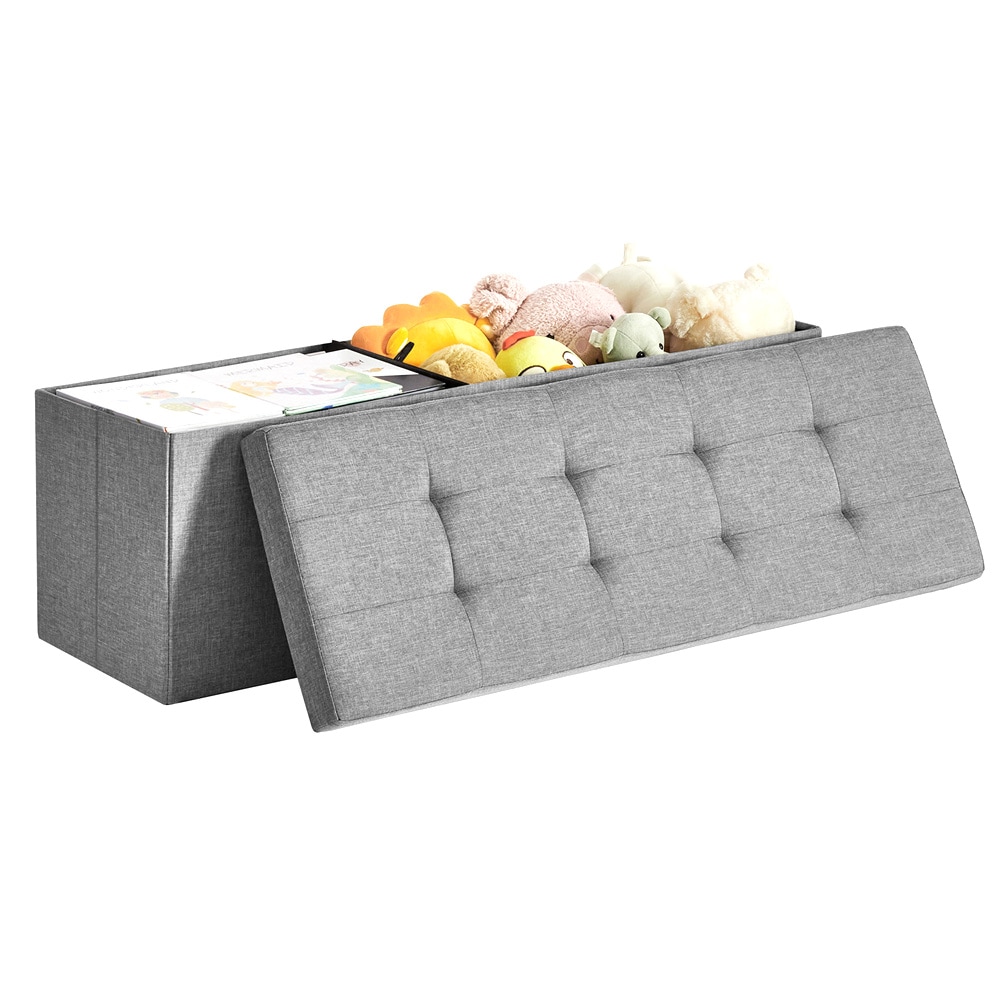Stor fotskammel med oppbevaring 110 × 40 × 38 cm - Grå