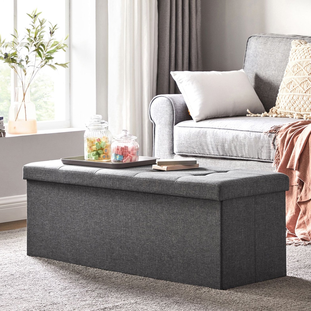 Fotskammel med oppbevaring 76x38x38cm - Grå