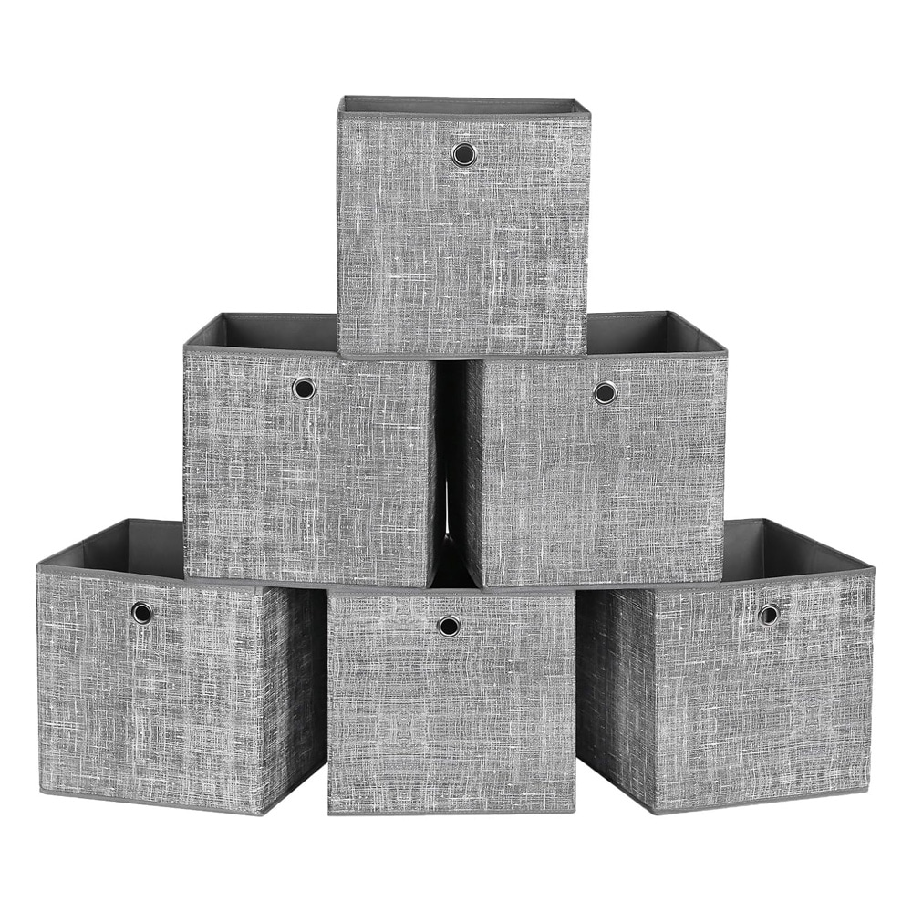 Sammenleggbare oppbevaringsbokser 26 × 26 × 28 cm 6-pk – Grå