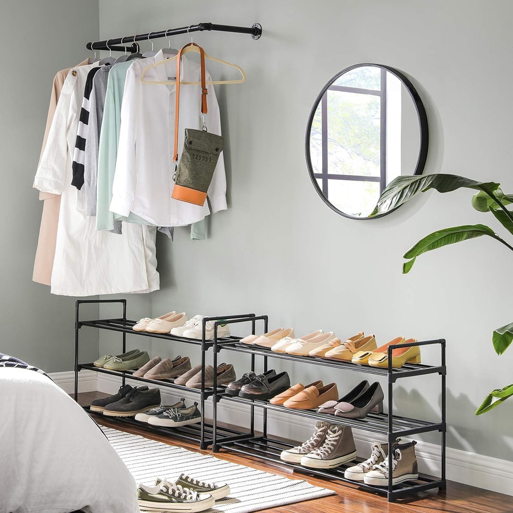 Skohyller i metall med 3 hyller 2 stk – Svart