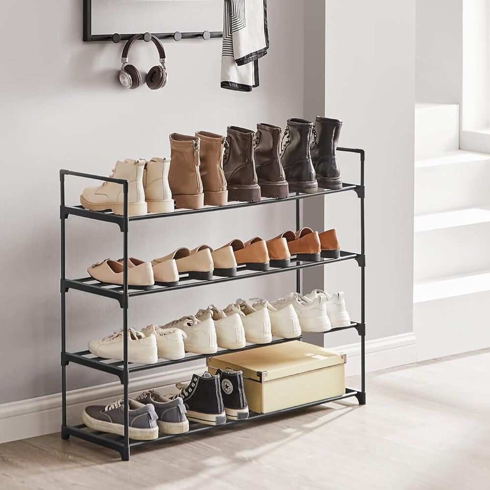 Skohylle i metall med 4 hyller - Svart