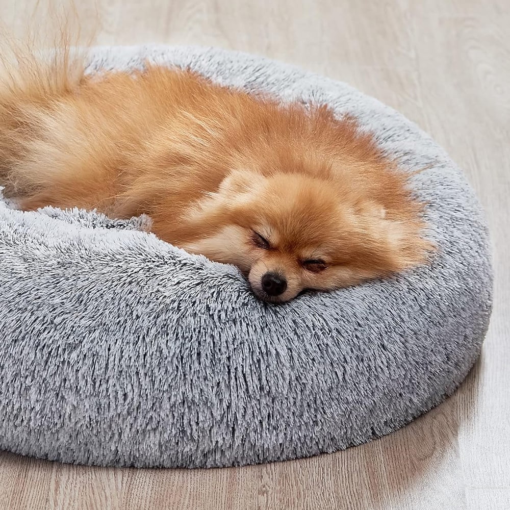 Fluffy kjæledyrseng 60 cm - grå