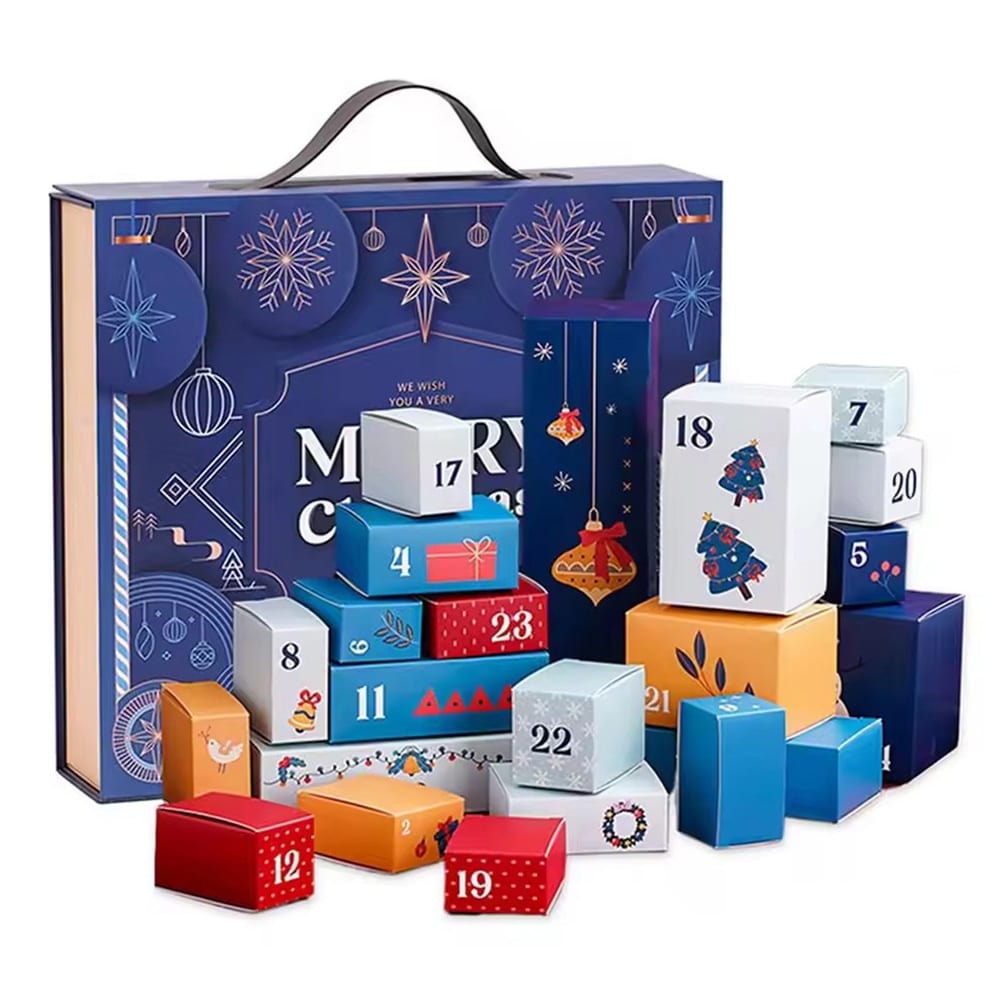 Adventskalender med 24 bokser - Blå