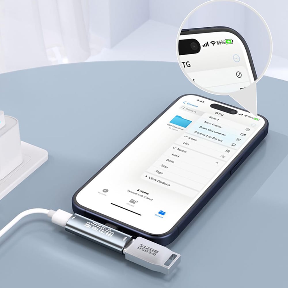 USB-C 3.2-adapter med PD 60 W for lyd, lading og dataoverføring
